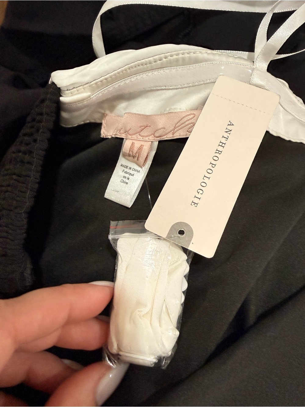 Anthropologie Black Strapless Jumpsuit with White Sash - Picture 2 of 4